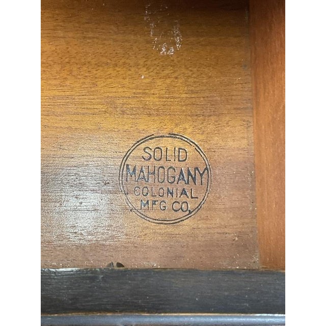 Early 20th Century Antique Solid Mahogany Secretary Desk, Colonial MFG Co, Chippendale Revival Writing Cabinet (Circa 1920s-1930s) For Sale - Image 5 of 13