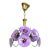Vintage Floral Glass Chandelier Hand Painted Purple Ceiling Light One of a Kind Statement Lighting For Sale