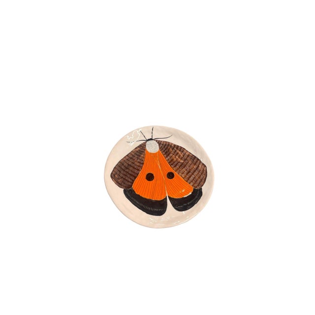 Vintage Studio Ceramic Moth Decorative Plate For Sale - Image 4 of 12
