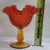 Glass 1970s Fenton Amberina Ruffled Edge Hobnail Glass Compote For Sale - Image 7 of 9
