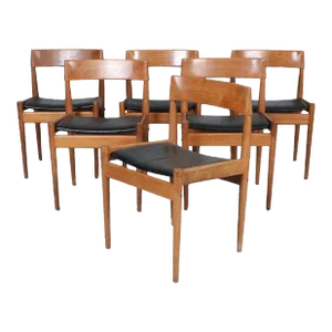 Mid 20th Century Set of 6 Pj 3-2 Teak Dining Chairs by Grete Jalk