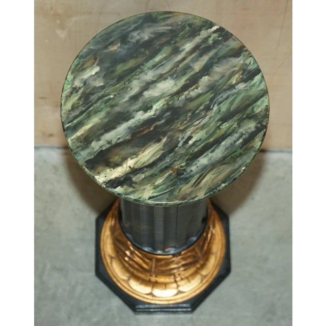 Wood Chinese Neoclassical Style Chinoiserie Lacquered Torcheres Columns, 1920s, Set of 2 For Sale - Image 7 of 11