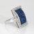 Contemporary Invisible Set Sapphire Diamond Ring Large Square Cocktail 18k White Gold Sz 8 For Sale - Image 3 of 7
