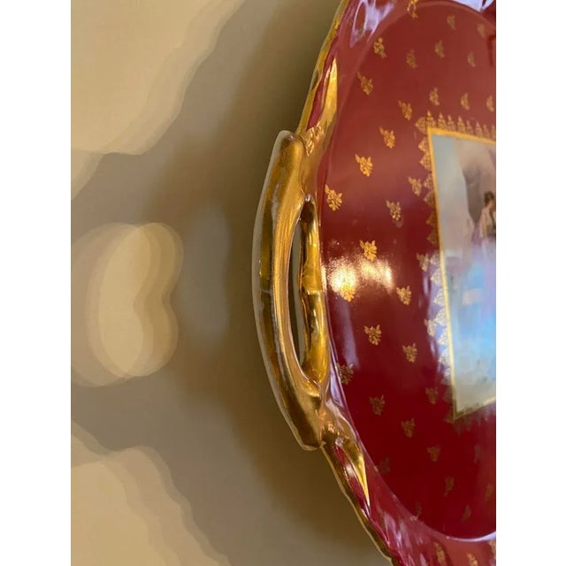 Ceramic 1890s Antique Red and Golden Porcelain Victoria Carlsbad Tray For Sale - Image 7 of 13