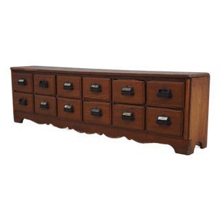 Antique 12 Drawer Oak Apothecary Cabinet For Sale