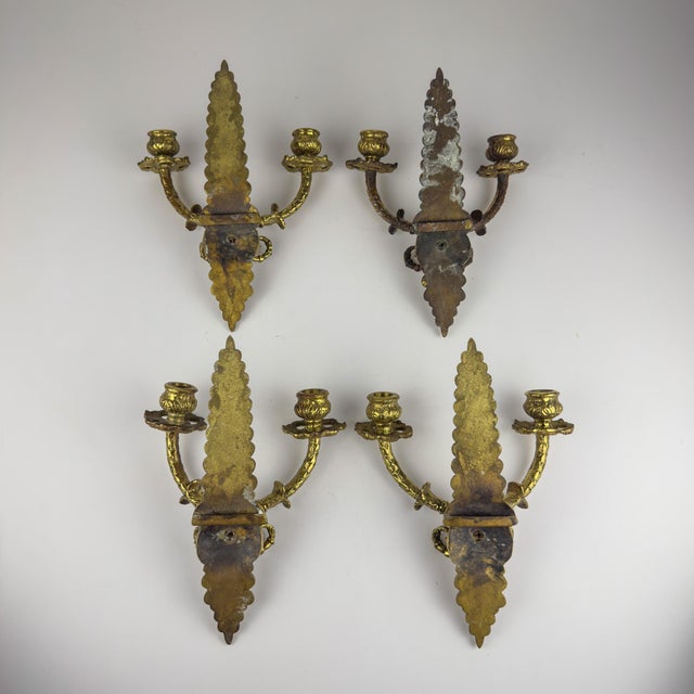 Brown Antique Empire Bronze Wall Candle Sconce, Italy, Late 19th Century For Sale - Image 8 of 18
