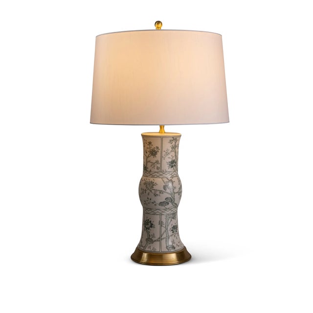 English Jardin Green Chinoiserie Lamp For Sale - Image 3 of 7