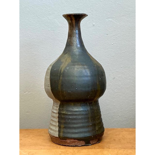 Vintage Textured Studio Pottery Vase For Sale - Image 11 of 17