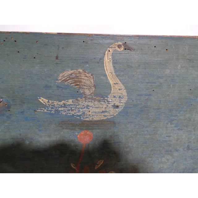 Folk Art Swedish 100% Original Painted Trunk Front Dated 1818 For Sale - Image 3 of 10