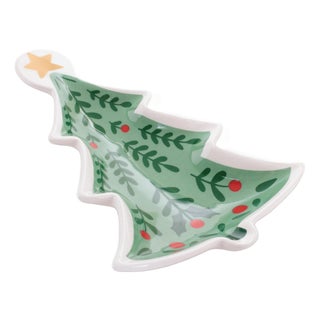 Holiday Tree Ceramic Trinket Dish (Set of 4) For Sale