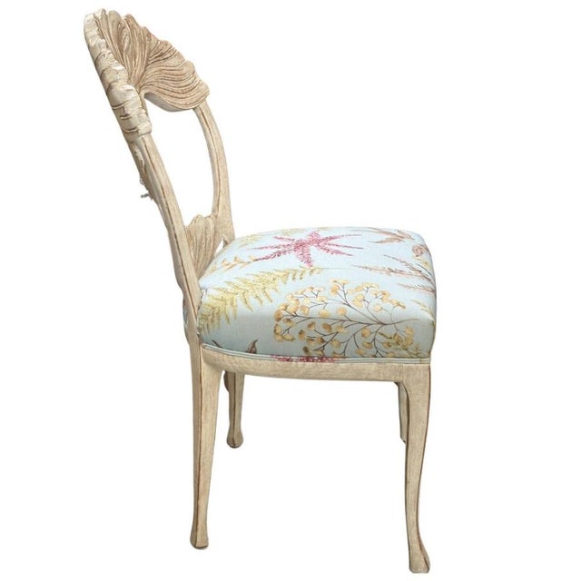 Vermillion Art Nouveau Flower Back Dining Chair W Scalamandre - 1 of 4 ...