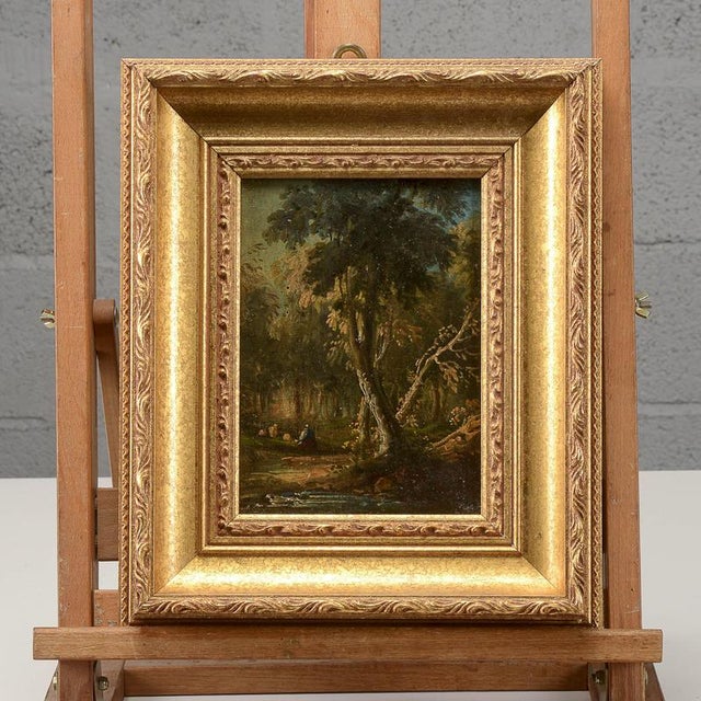 Miniature Landscape Oil Painting on Wood, 19th Century For Sale - Image 3 of 10
