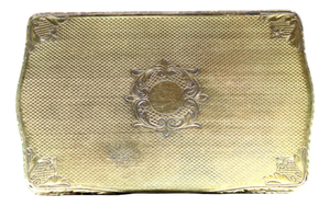 Snuff Box in Guilloche Gold with Monogram Plaque