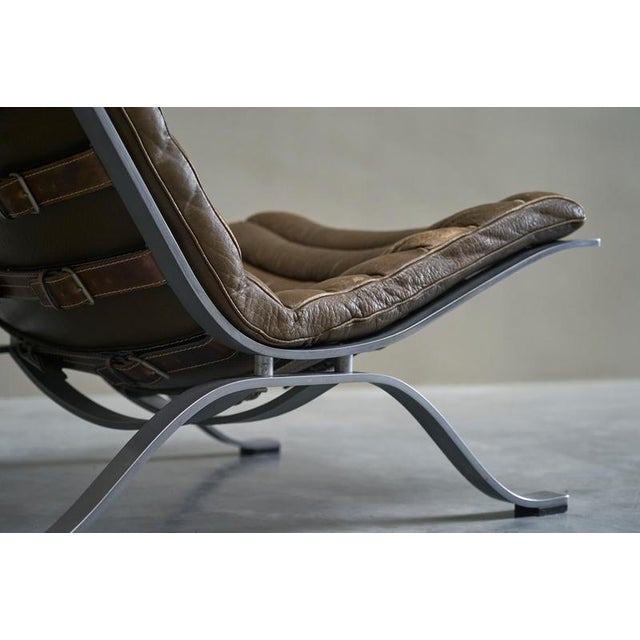 Ari Lounge Chairs in Steel and Patinated Leather by Arne Norell, 1960s, Set of 2 For Sale - Image 6 of 14