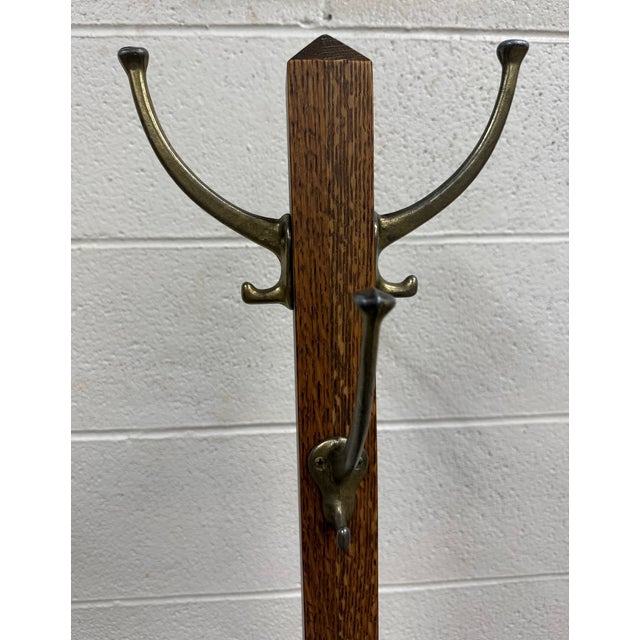 Arts & Crafts Antique Arts and Crafts Mission Quarter Sawn Oak Hall Tree Coat Rack For Sale - Image 3 of 7