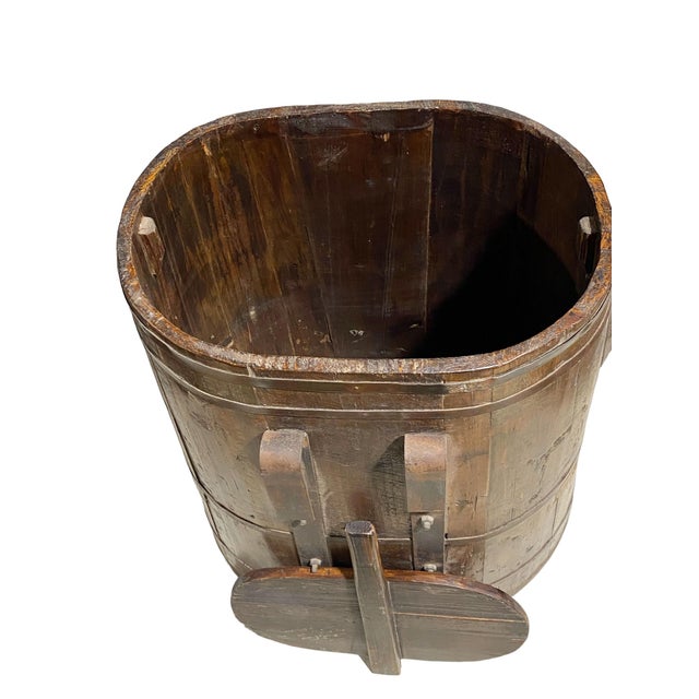 Wood Large Chinoiserie Vintage Wood Rice Grains and Cereals Storage Container 30.5" H For Sale - Image 7 of 9