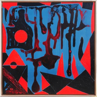 Paul Reeves "Neanderthal" Contemporary Blue and Red Geometric Abstract Painting, 2023 For Sale