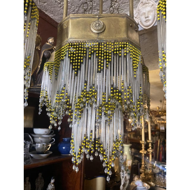 Vintage Glass Beads Chandelier, 1920s For Sale - Image 4 of 14
