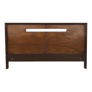 Mid Century Modern Queen Headboard in Walnut For Sale