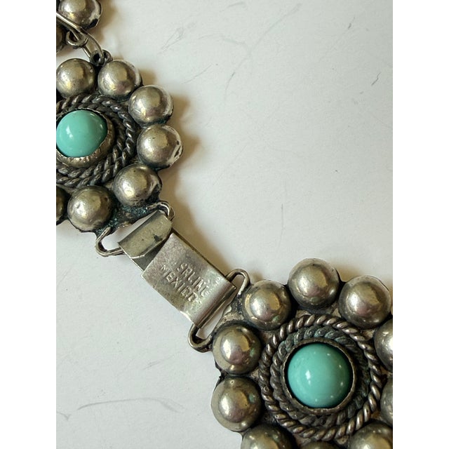 1970s 1970s Mexican Sterling Silver & Turquoise Concho Belt For Sale - Image 5 of 8