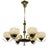 Italian Brass Chandelier with Opaline Glass Shades, 1950s For Sale