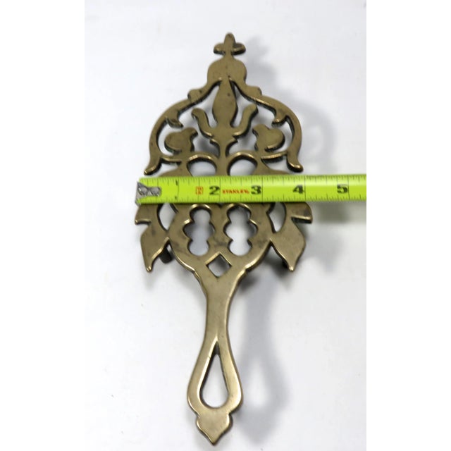 Original Matched Pair of Large Antique Solid Cast Brass Trivets Circa Mid 19th Century For Sale - Image 12 of 13