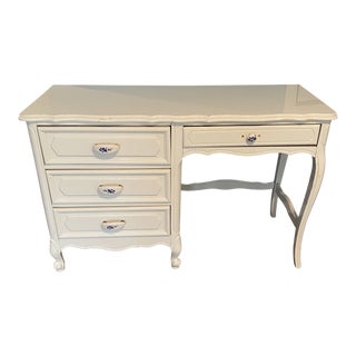 Vintage French Country Cottage Style White Writing Desk For Sale