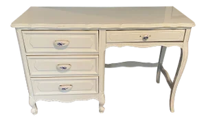 Vintage French Country Cottage Style White Writing Desk