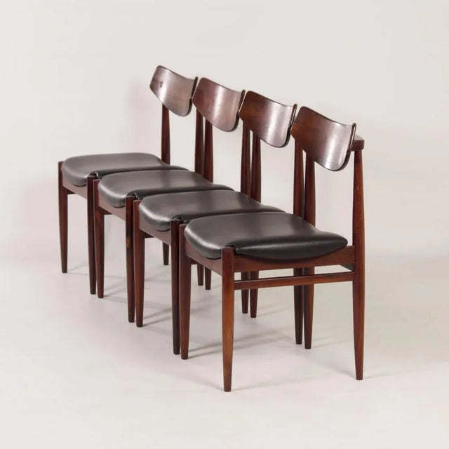 Rosewood Dining Chairs with New Black Leather, 1960s, Set of 4 For Sale - Image 3 of 13