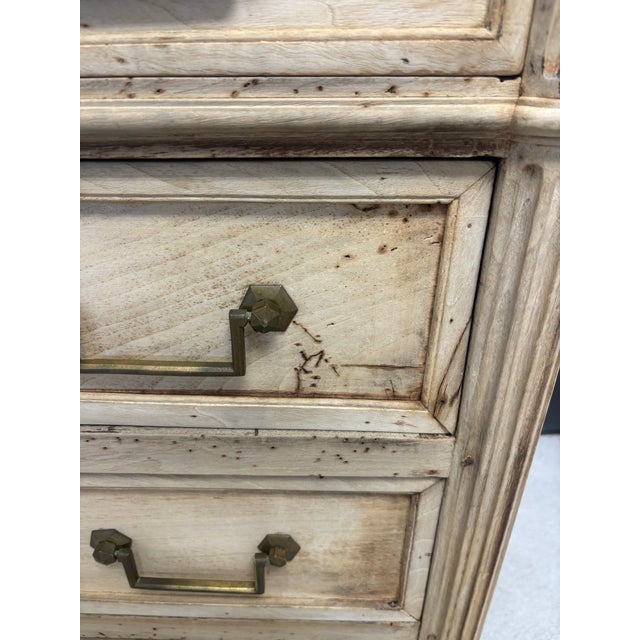 French Louis XVI Style Bleached Commode With Gray Marble Top For Sale - Image 4 of 9