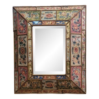 Beautiful Diminutive Reverse Painted Vintage Mirror For Sale