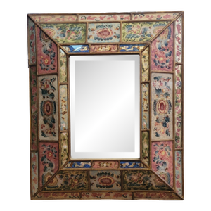 Beautiful Diminutive Reverse Painted Vintage Mirror