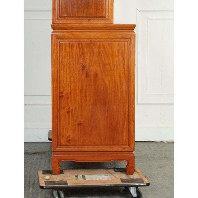 Gold Large Vintage Oriental Chinese Carved Hardwood Bookcase Display Cabinet For Sale - Image 8 of 12