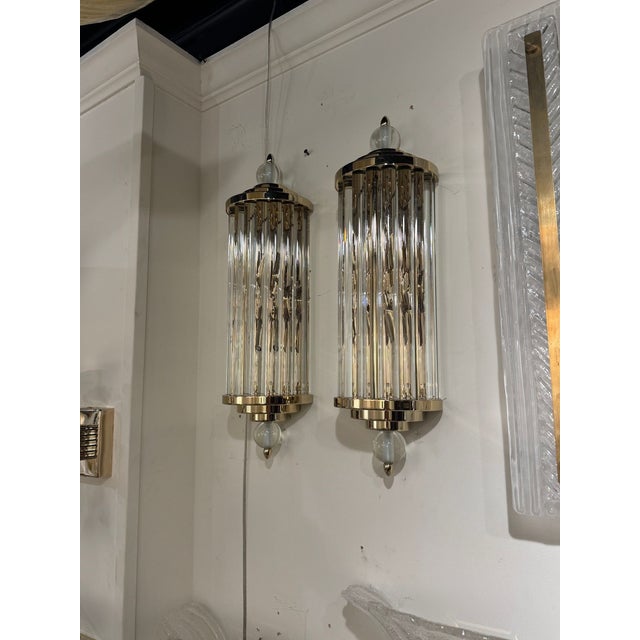 Pair of Murano Glass and Brass Barber Sconces For Sale In Dallas - Image 6 of 7