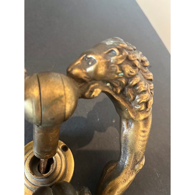 Antique Victorian Brass Door Knocker Lions For Sale - Image 4 of 9