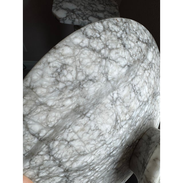 Gray Vintage Alabaster Marble Compote Pedestal Bowl For Sale - Image 8 of 8