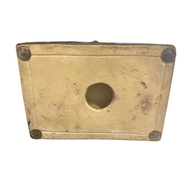 Chinoiserie Vintage Glazed Ceramic Elephant Plant Stand With Decorative Bowl For Sale - Image 3 of 12