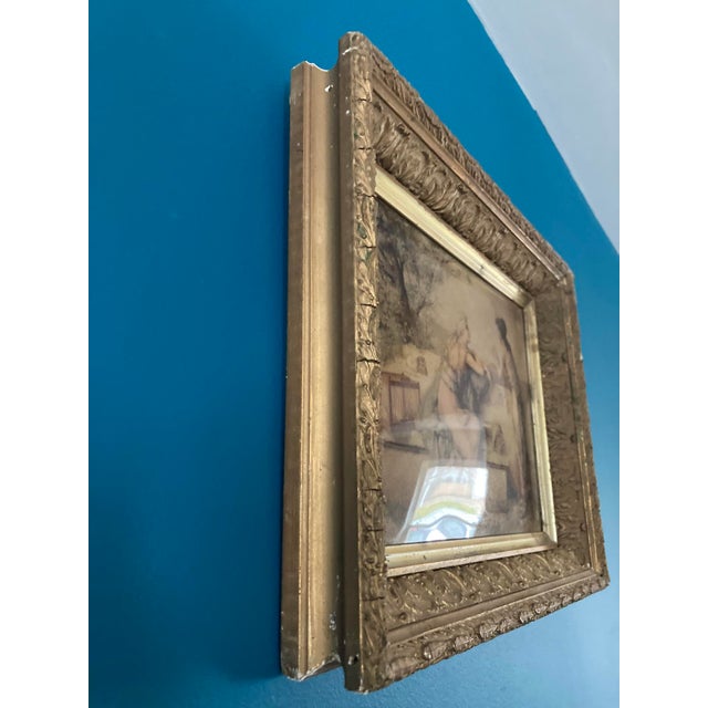 Art Nouveau Attributed to Diana Coomans – “Le Messager De L'Amour” (1890) – Reverse Glass Artwork, Signed For Sale - Image 3 of 11