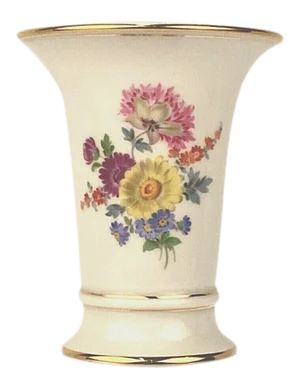 Old / Antique Meissen Porcelain Trumpet Vase with Deutsche Blumen Flowers