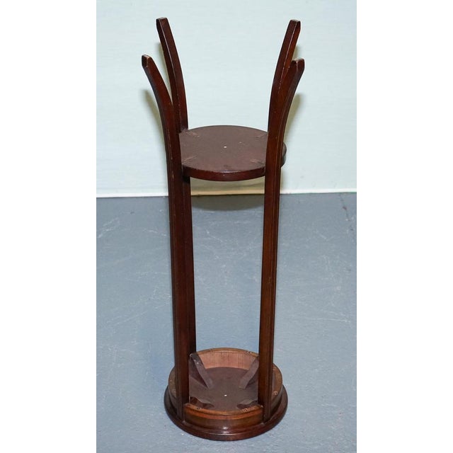 Antique Hardwood Two Tier Plant Stand with Starburst Marquetry Inlay For Sale - Image 9 of 10