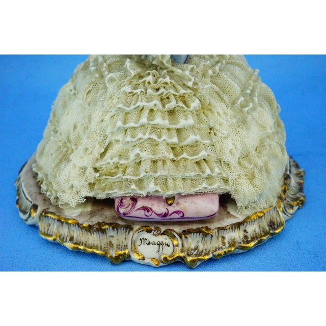 Luigi Fabris, Sculpture Venetian Lady, Crinoline Lace Flowers, 1890s, Porcelain For Sale - Image 16 of 18