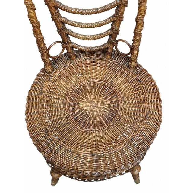 Rattan and Wicker Boudoir Chair, Italy, 1900s For Sale - Image 11 of 12