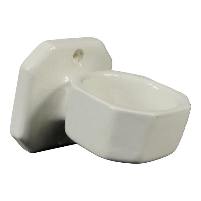 Vintage European White Ceramic Bathroom Cup Holder For Sale