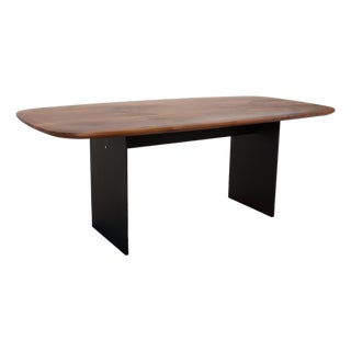 Janua Basket Wood and Metal Dining Table in Brown and Anthracite For Sale