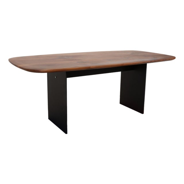 Janua Basket Wood and Metal Dining Table in Brown and Anthracite For Sale