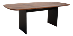 Janua Basket Wood and Metal Dining Table in Brown and Anthracite