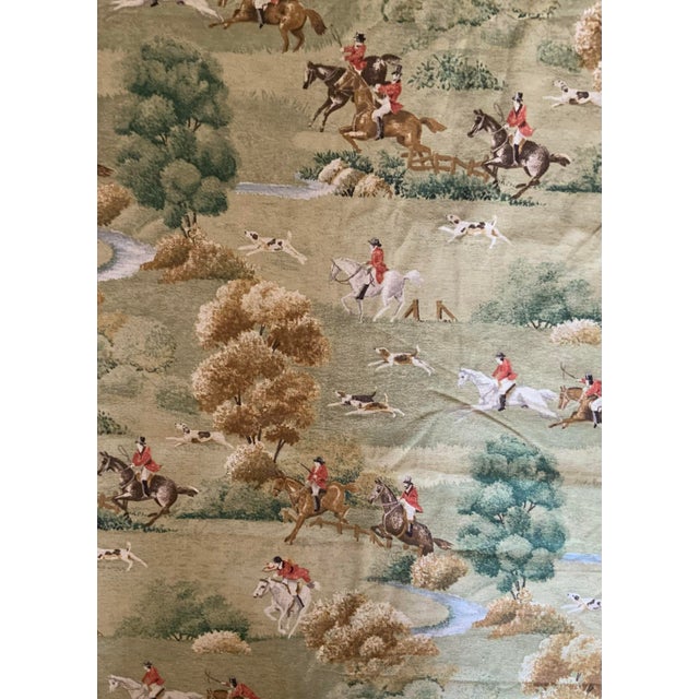 Early 21st Century Parker‑Kaufmann “Fox Hunt” Equestrian Scenic Fabric – 3.22 Yards X 54” Wide – Ralph Lauren Style Upholstery Textile - Interior Designer Fabric For Sale - Image 5 of 5