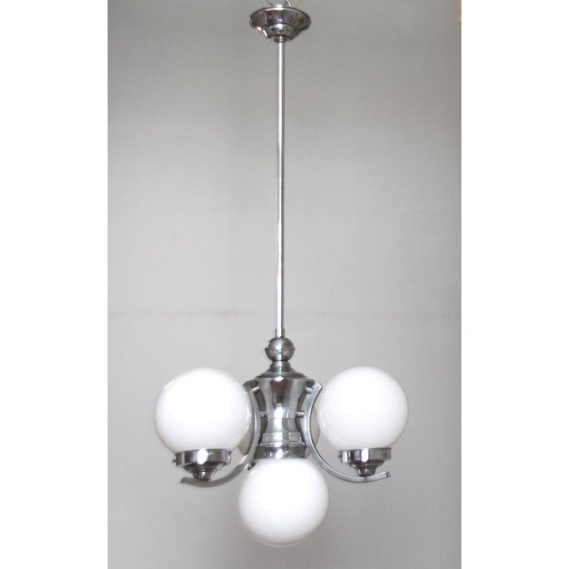 Vintage Bauhaus Glass Chandelier, 1930s For Sale - Image 11 of 11