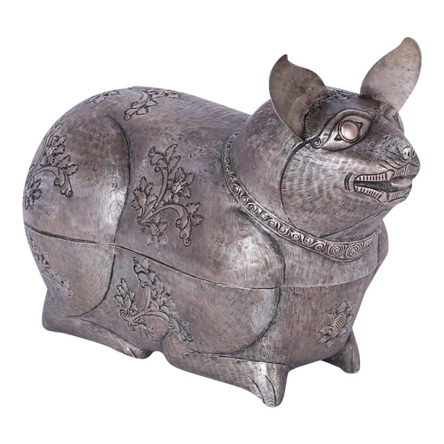 Anglo Indian Metal Cat Box For Sale