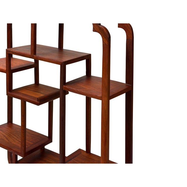 Brown Chinese Brown Rectangular Table Top Layers Curio Display Stand For Sale - Image 8 of 8
